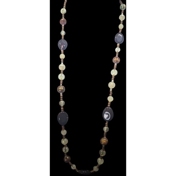 Bohemian Earth Tone Acrylic And Wood Beaded Necklace - Picture 4 of 5